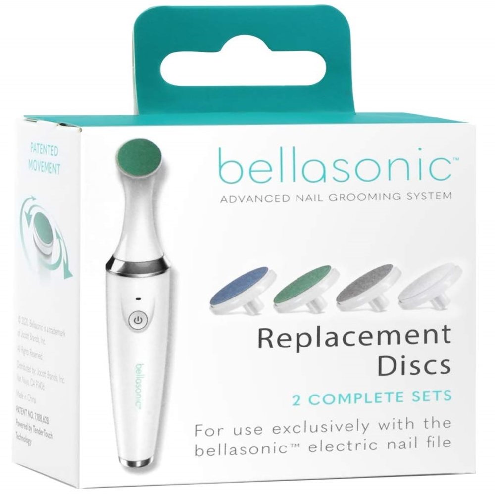 Replacement Discs for Bellasonic 4-in-1 Rechargeable Electric Nail File Set with Unique Oscillating Head  Shape, Smooth, Buff & Shine Nails | Remove Cuticles & Calluses (2 Sets)