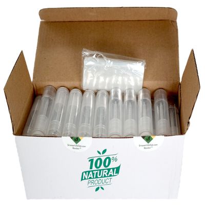 50 Lip Balm Tubes - 50 Balm Tubes & Caps - 50 Seal Sleeves - HDPE - BPA Free