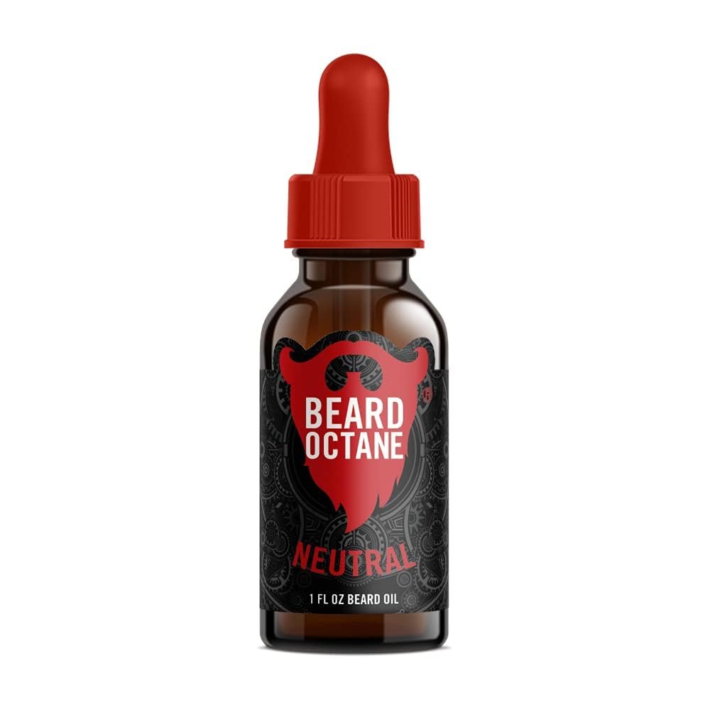 Beard Octane: Neutral - Natural Beard Oil w/Argan Oil - 1 Oz - Promotes Healthy Softer Beards - Made in USA - Premium Handcrafted Beard Care