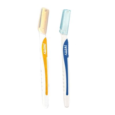 AnHua 2 Pcs Blue&Yellow Touch-Up Multipurpose Exfoliating Dermaplaning Tool, Eyebrow Razor, and Facial Razor with Precision Cover