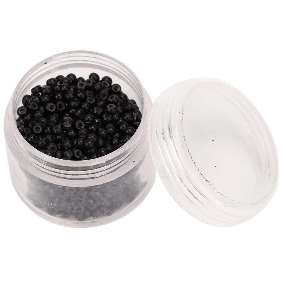 1000pcs Silicone Lined Micro Rings Hair Extension Links Beads Hair Extension Tool (3mm x 2mm)(Black)