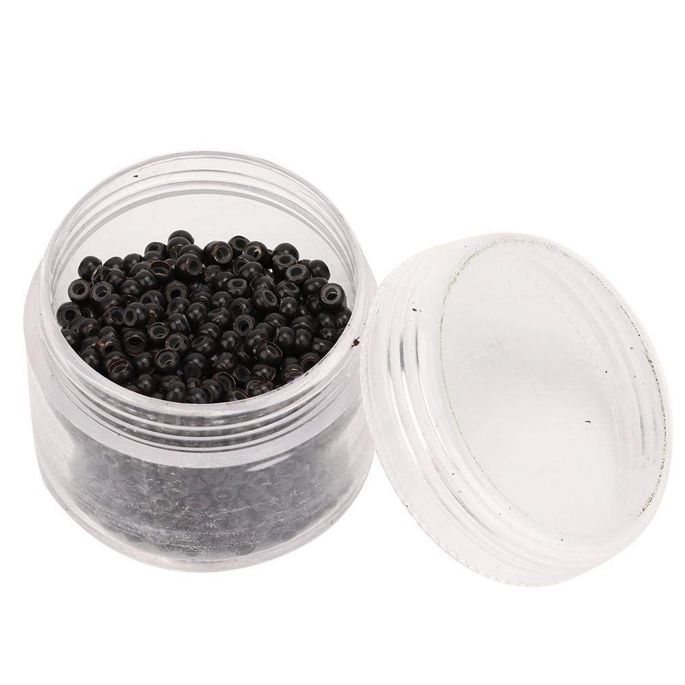 1000pcs Silicone Hair Extension Links Beads, Lined Micro Rings Hair Extension Tool for Professional Hair Styling(3mm x 2mm)(Dark Brown)