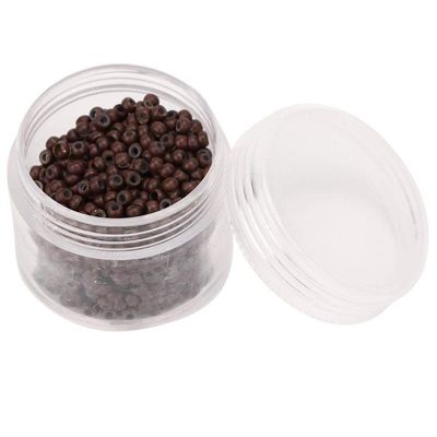1000pcs Silicone Lined Micro Rings Hair Extension Links Beads Hair Extension Tool (3mm x 2mm)(Brown)