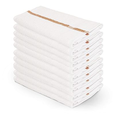 60 Premium Salon Towels  100% Cotton 16 x 27 Inches  Absorbent Hand Towels for Gym, Beauty Spa, Barber or Hair and Nail Care  Bulk Wholesale Package for Hotels  Durable and Soft - Brown Stripe