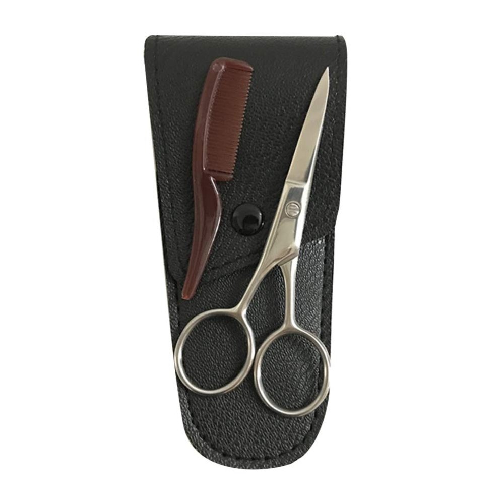 Healifty Stainless Steel Eyebrow Scissors Set Brow Trimmer Kit Scissors Beard Trimming Portable for Men