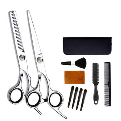 10 Pcs Hair Scissors Set Stainless Steel Hair Thinning Scissors Hair Cutting Scissors For Women Men Kids Pets Family Use Scissors Professional Barber Salon Home Shear Sets black