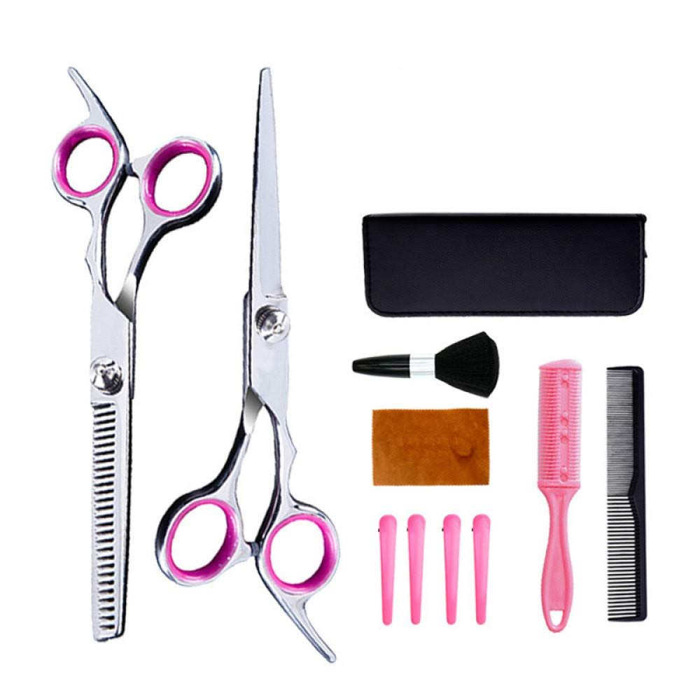 10 Pcs Hair Scissors Set Stainless Steel Hair Thinning Scissors Hair Cutting Scissors For Women Men Kids Pets Family Use Scissors Professional Barber Salon Home Shear Sets Pink
