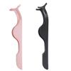 2PCS False Eyelashes Applicator Tool Lash Tweezers for Eyelash Clasters Stainless Steel Remover Clip Curved Lash Extension Tweezers (Black&Pink) view 1