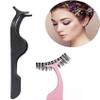 2PCS False Eyelashes Applicator Tool Lash Tweezers for Eyelash Clasters Stainless Steel Remover Clip Curved Lash Extension Tweezers (Black&Pink) view 2