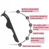 2PCS False Eyelashes Applicator Tool Lash Tweezers for Eyelash Clasters Stainless Steel Remover Clip Curved Lash Extension Tweezers (Black&Pink) view 3