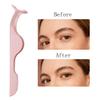 2PCS False Eyelashes Applicator Tool Lash Tweezers for Eyelash Clasters Stainless Steel Remover Clip Curved Lash Extension Tweezers (Black&Pink) view 4