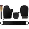 Boao 5 Pieces Self Tanning Mitt Applicator Kit, Includes Tanning Mitt, Exfoliating Glove, Mini Face Glove, Back Lotion Applicator, and Large Brush Makeup view 1