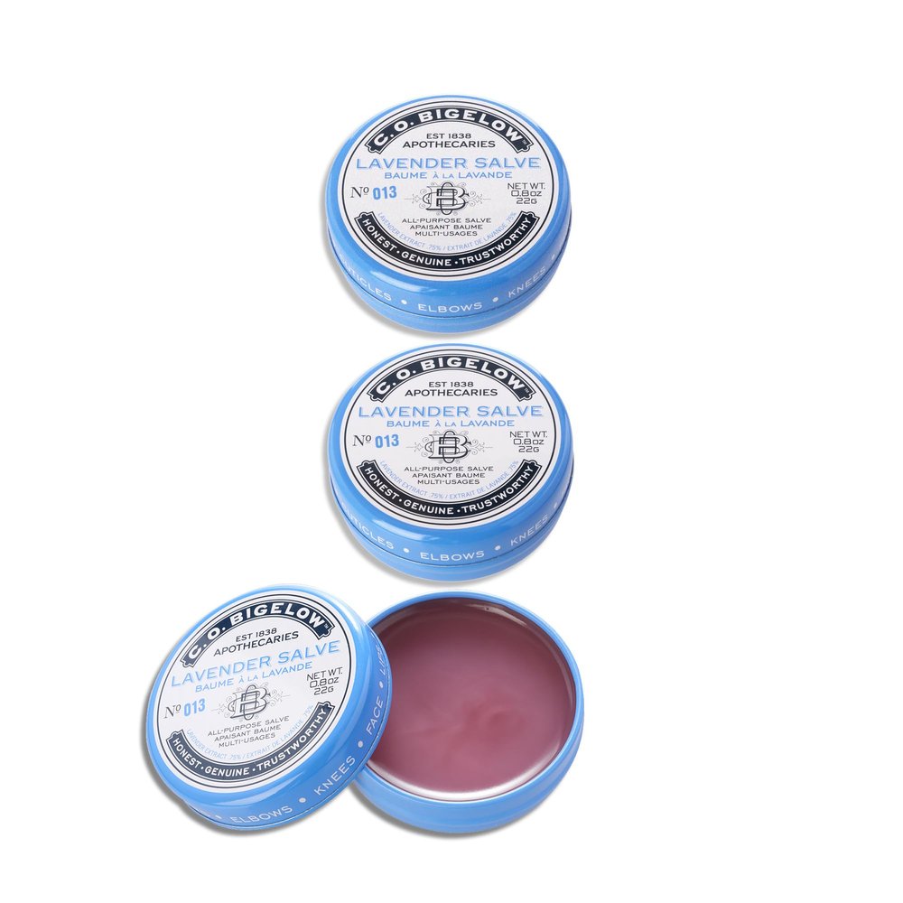 C.O. Bigelow Lavender Salve Tins, Pack of 3 Lip Balm Tins, All Purpose Salve for Lips, Cuticles, Hands & Dry Skin, Lip Balm Set, 0.8 oz