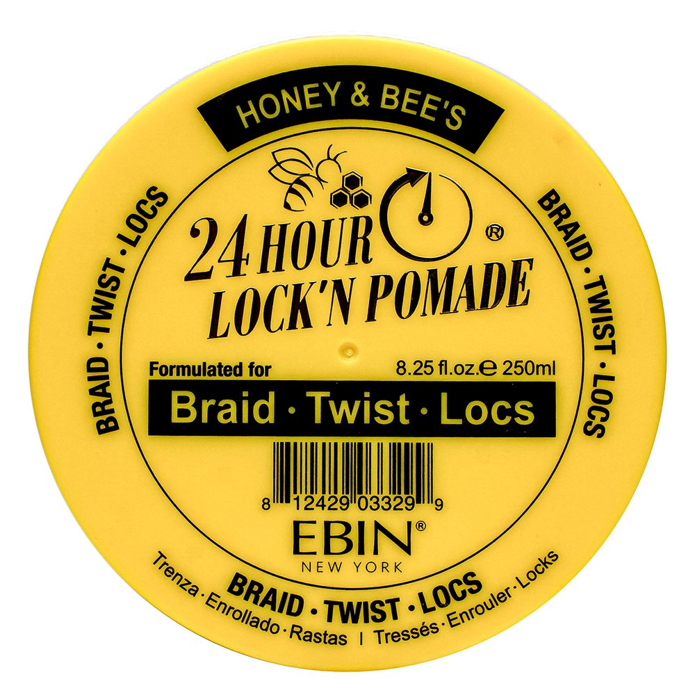 EBIN NEW YORK 24 HOUR LOCK'N POMADE Braid Formula, Honey & Bees, 8.25 Oz | Great for Braiding, Twisting, Edges, No Residue, No Flaking, Extreme Firm Hold, High Shine, Honey Scented