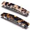 2PCS French Design Hair Barrette Tortoise Shell Celluloid Rectangle Hair Clips for Women view 1