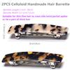 2PCS French Design Hair Barrette Tortoise Shell Celluloid Rectangle Hair Clips for Women view 4
