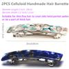 2PCS French Design Hair Barrette Tortoise Shell Celluloid Rectangle Hair Clips for Women view 4