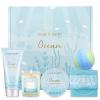 Gifts for Women, Bath and Body Womens Gift Sets with 5 Pcs Ocean Scented Spa Gifts for Women Bath Gift with Scented Candle Body Butter Hand Cream Bath Bomb Valentines Day Gifts view 1
