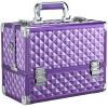 FRENESSA Makeup Train Case Makeup Case 12.6 Inch Large Cosmetic Box Organizer Travel Storage Professional Make Up Train Carrying Case with 6 Trays Locking Shoulder Strap Hard Vanity Storage Purple view 1