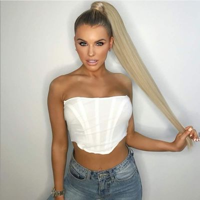 YIBANG 30inch Long Straight Drawstring Ponytail Synthetic High Puff Ponytail Hair Pieces With Comb Clip in Straight Ombre Blond in Hair Extensions Smooth &Soft(MT27/613)