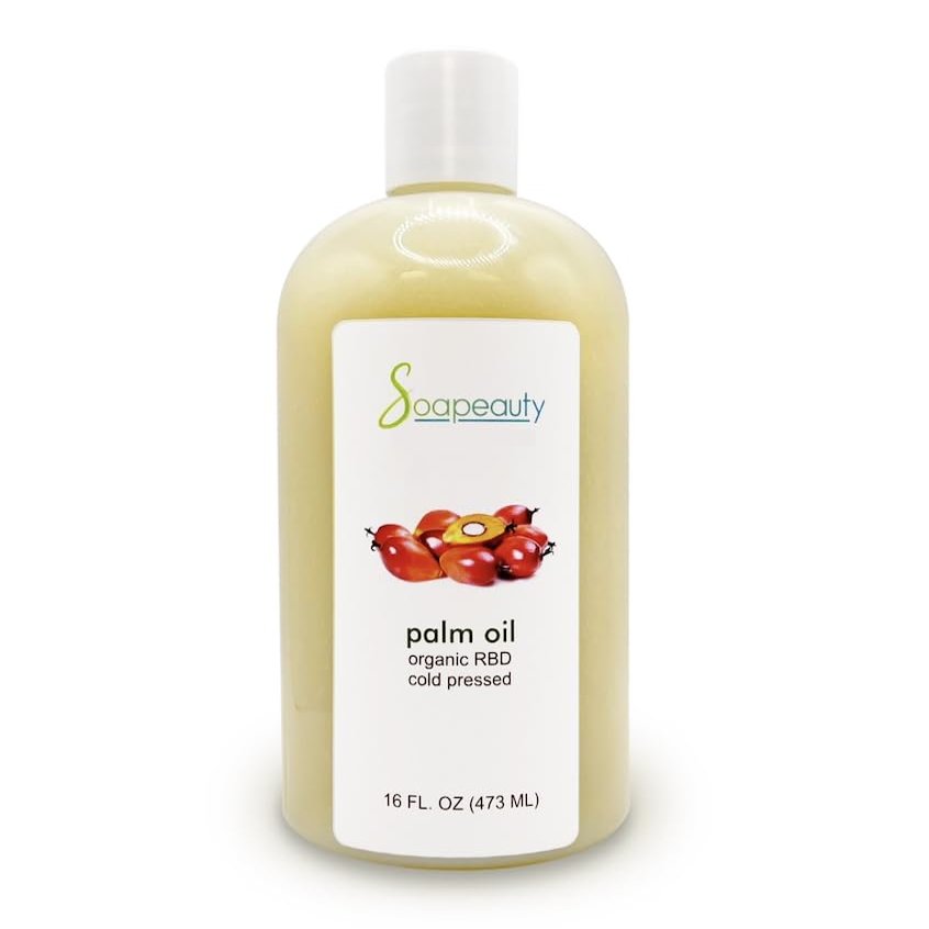 Soapeauty Palm Oil RBD 100% Pure & Natural, Cold-Pressed, Non-Hydrogenated & Sustainable for DIY Soap, Creams & Lotions Rich in Vitamin E 16 fl oz