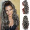 CINHOO 24 Inch Long Body Wavy Gray Drawstring Ponytail Extension for Black Women Clip in Ponytail Hair Extension Synthetic Curly Wavy Pony Tail Hairpiece for Women (24inch, Gray) view 1