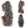CINHOO 24 Inch Long Body Wavy Gray Drawstring Ponytail Extension for Black Women Clip in Ponytail Hair Extension Synthetic Curly Wavy Pony Tail Hairpiece for Women (24inch, Gray) view 4