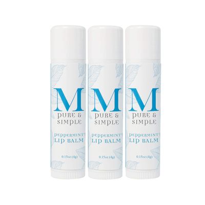 All Natural Peppermint Lip Balm (3 Pack) Made with Double Helix Water, and organic ingredients. (0.15 oz)