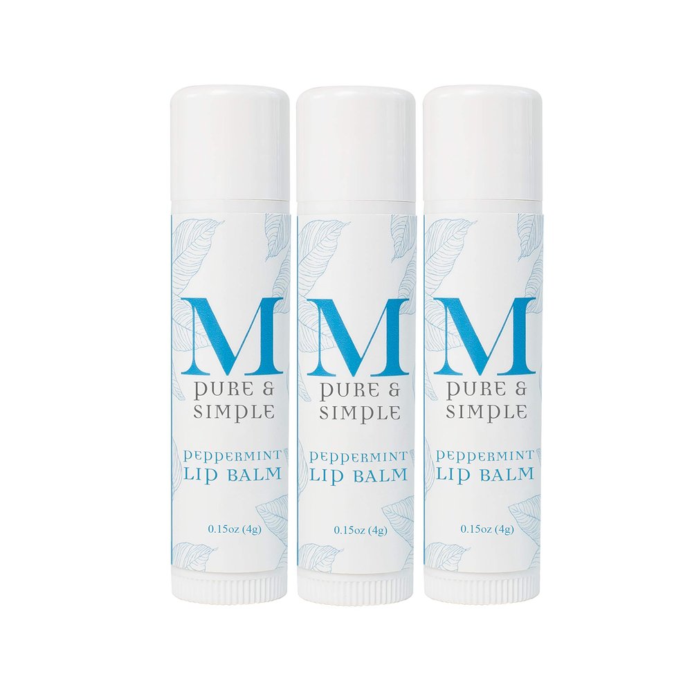 All Natural Peppermint Lip Balm (3 Pack) Made with Double Helix Water, and organic ingredients. (0.15 oz)