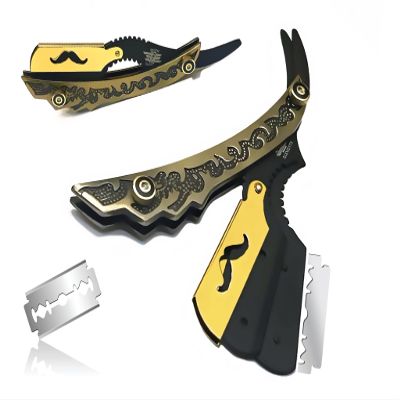 Bronze Gold and Black Handmade Striaght Edge Shaving Barber and Salon Razor - Professional and Personal Use