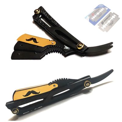Gold and Black Shaving Razor Premium Quality Professional Barber and Personal Use Striaght Edge Folidng Razor