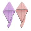 RemeeHi Hair Towel Wrap 65x25cm Microfiber Head Drying Towels Quick Dry Hat with Button Shower Wrapped Cap 2 Pack Light Purple + Light Pink view 1