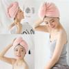 RemeeHi Hair Towel Wrap 65x25cm Microfiber Head Drying Towels Quick Dry Hat with Button Shower Wrapped Cap 2 Pack Light Purple + Light Pink view 2