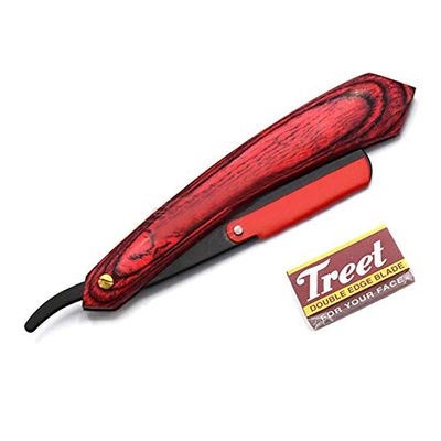 AAProTools Treet Carbon Steel Double Edge Razor Blades, 20 blades (2x10) & Straight Cut throat Razors Barber