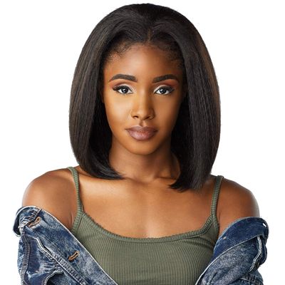 Sensationnel Curls Kinksandco Half Wig - Top Babe Instant Weave Drawstring Cap for Natural 3C to 4C Hair Textures (1B OFFBLACK)