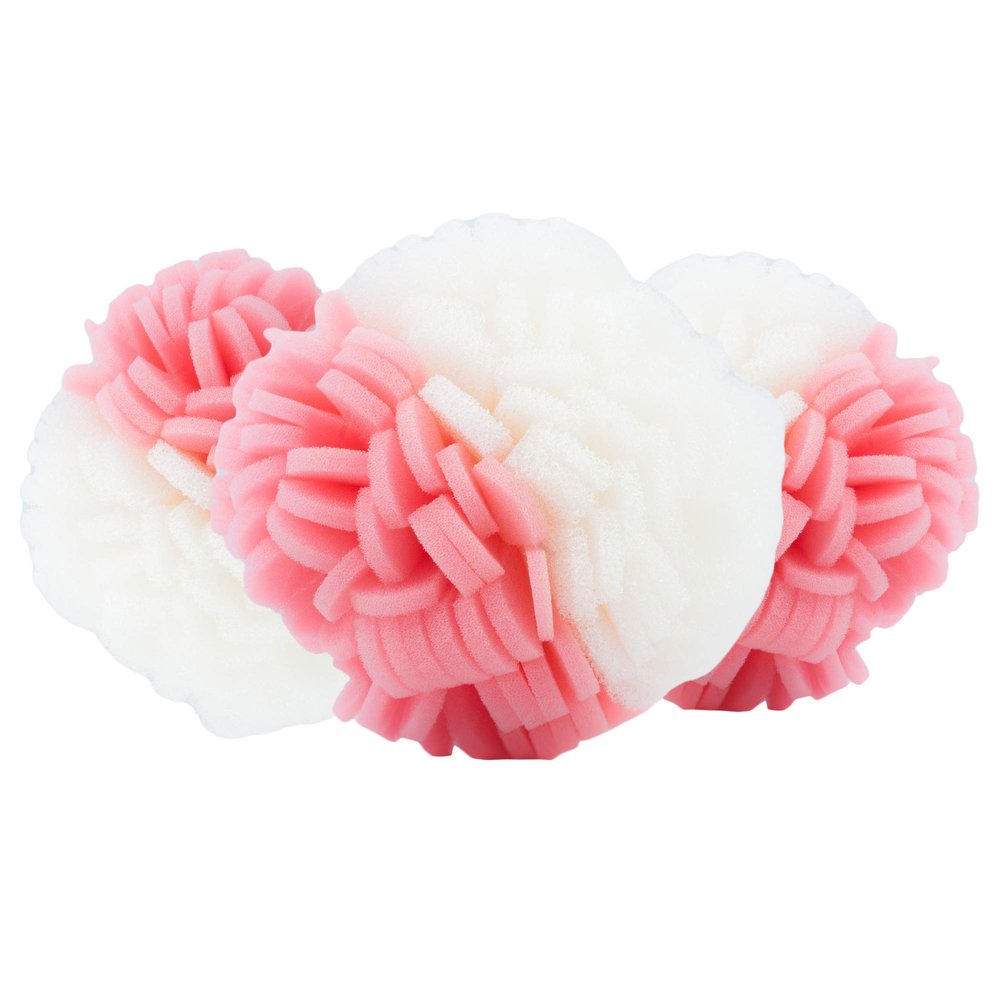 3-Pack Duo Body Buff - Foam Scrubber Loofah for Exfoliation & Cleansing - Removes Oil, Dirt, Impurities & Dead Skin - Sensitive, Dry, Oily or Combination Skin - Gentle to Clinical (Pink/White)
