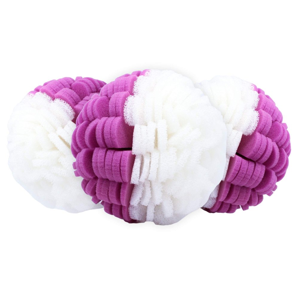 3-Pack Duo Body Buff - Foam Scrubber Loofah for Exfoliation & Cleansing - Removes Oil, Dirt, Impurities & Dead Skin - Sensitive, Dry, Oily or Combination Skin - Gentle to Clinical (Purple/White)