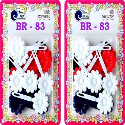 Tara Girls Self Hinge Plastic Bow Hair Barrettes Selection Pack Of 2 (BR83)