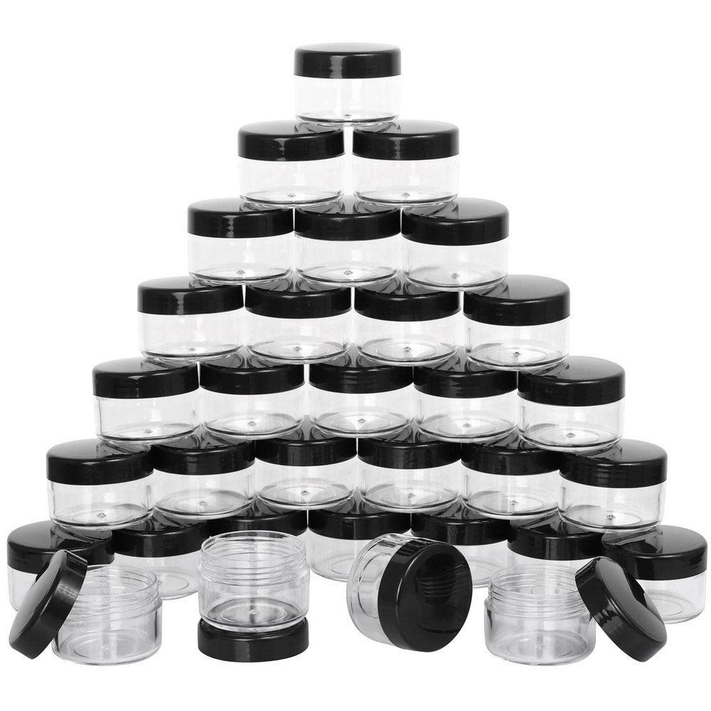 100 Count Small Sample Containers Makeup Jars 15 Gram Cosmetic Containers with Lids Black Traveling Jars Empty Bottles for Toiletries