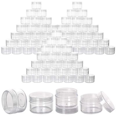 100 Count Refillable Sample Containers with Lids Cosmetic Jars 15 Gram Empty Cream Jars Leak Proof Makeup Containers for Traveling - Clear