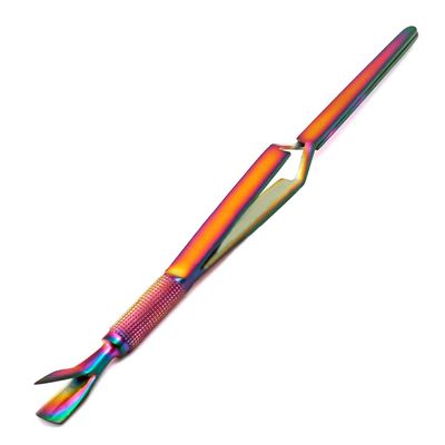 AAProTools 1 Pcs Colorful Stainless Steel Nail Art Pincher Cuticle Pusher False Nail Shaping Tweezers Multi-Function Manicure Tools