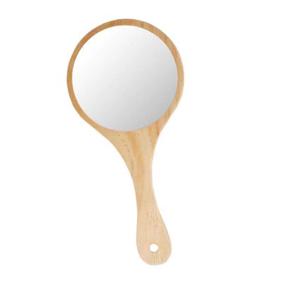 Inzopo Rustic Exquisite Wooden Makeup Mirror Round Handheld Mirror - Wood Wood