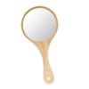 Inzopo Rustic Exquisite Wooden Makeup Mirror Round Handheld Mirror - Wood Wood view 1