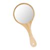 Inzopo Rustic Exquisite Wooden Makeup Mirror Round Handheld Mirror - Wood Wood view 3