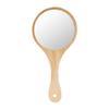 Inzopo Rustic Exquisite Wooden Makeup Mirror Round Handheld Mirror - Wood Wood view 4