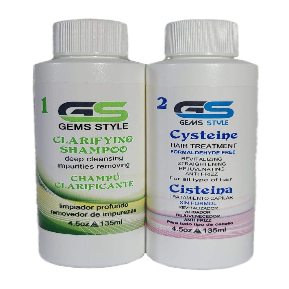 GS CYSTEINE Brazilian Smoothing Hair Treatment Professional Blowout Hair Straightening Long Lasting Organic Formaldehyde Free Plus FREE Clarifying Shampoo. (135ml e 4.5oz)