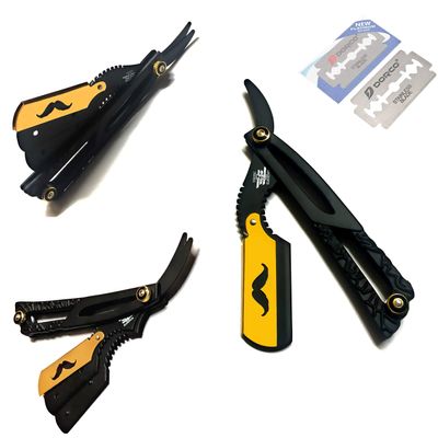 Exclusive Black and Gold Men's Salon Professional Straight Cut Throat Shaving Edge Razor Blade - All Purpose Barber Razor