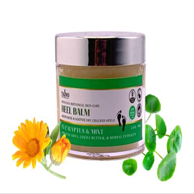 Taino Botanicals Heel Balm with Eucalyptus and Peppermint for Cracked Heels, Dry Feet, Tired Feet and Legs 2oz