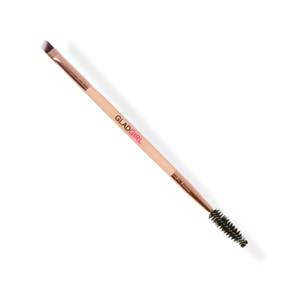 Brow Brush Duo Professional Tool Angled Eye Brow Brush and Spoolie | Gladgirl | Pink