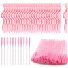 24 Pieces Plastic Eyelash Extension Tweezers Applicator Tool Auxiliary Clip and 100 Pieces Eyelash Brush Mascara Wands for Application(Pink) view 1